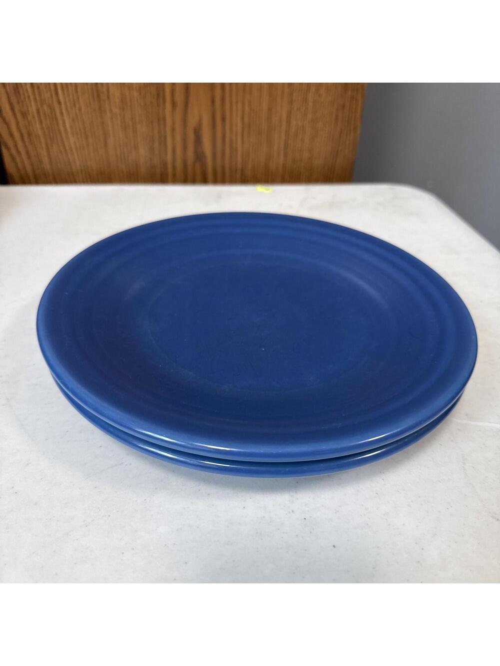 Set Of 2 ORIGINAL FIESTA WARE 9.5" COBALT BLUE LUNCHEON PLATE HOMER LAUGHLIN